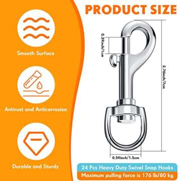 Therwen 24 Pcs Swivel Snap Hooks - Heavy Duty Clip Hooks for Multipurpose Use