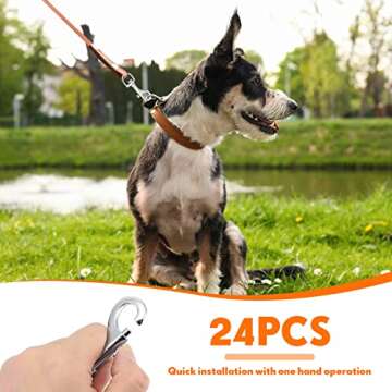 Therwen 24 Pcs Heavy Duty Snap Hooks for Dog Leash