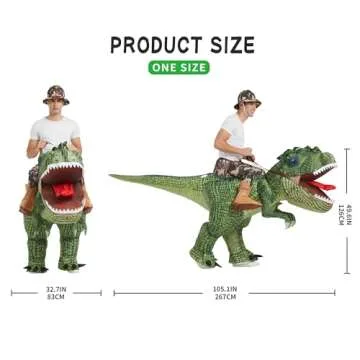 One Casa Inflatable Costume Dinosaur Riding T Rex Air Blow up Funny Party Halloween Costume for Adul...