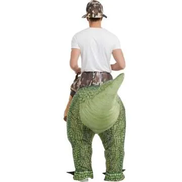 One Casa Inflatable Costume Dinosaur Riding T Rex Air Blow up Funny Party Halloween Costume for Adult