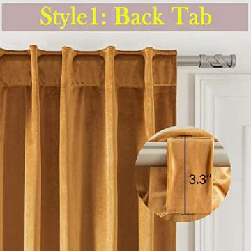 Timeper Velvet Curtains 108 Inches - Luxe Light Blocking Drapes