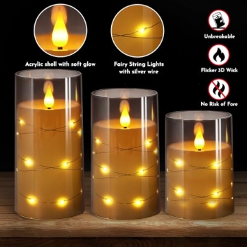 NURADA Flameless Candles with Remote and Timer in Gray