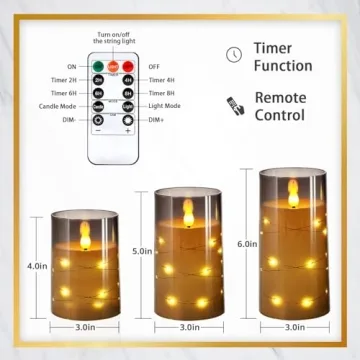 NURADA Flameless Candles with Remote and Timer in Gray