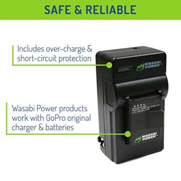 Wasabi Power Battery (2-Pack) and Charger for GoPro HERO3+, HERO3 and GoPro AHDBT-201, AHDBT-301, AHDBT-302