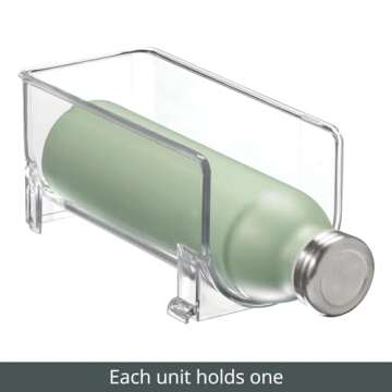 mDesign Plastic Free-Standing Water Bottle Holder Storage Organizer, Wine Rack for Kitchen Countertops, Table Top, Pantry, Fridge - Stackable, Each Rack Holds 1 Bottle, 4 Pack - Clear