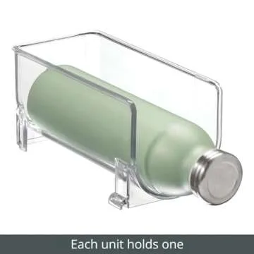 mDesign Plastic Free-Standing Water Bottle Holder Storage Organizer, Wine Rack for Kitchen Countertops, Table Top, Pantry, Fridge - Stackable, Each Rack Holds 1 Bottle, 4 Pack - Clear