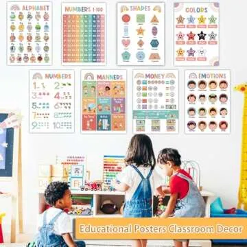 16Pcs Educational Posters for Toddlers 1-3, Learning Posters for Toddlers 1-3, ABC Poster for Kids Ages 3-5, Preschool Posters 1 2 3 Year Old, Kindergarten Homeschool Classroom Must Haves Wall Decor