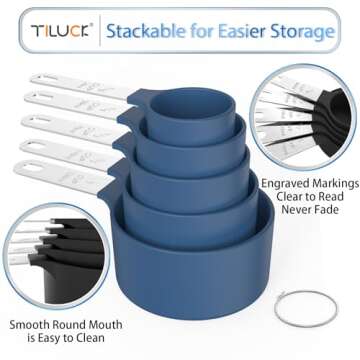 TILUCK Measuring Cups & Spoons Set for Easy Cooking & Baking