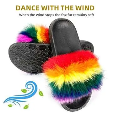 HONGTEYA Real Fox Fur Slides Sandals for Women 20+ Styles Toddler Girls Feather Slip On Summer Furry Slippers Flip Flops Shoes Flats (8 M US Adult, Rainbow1)