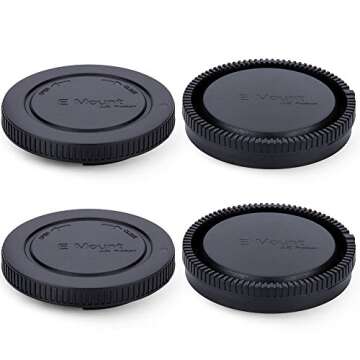2 Pack JJC E-Mount Body Cap & Rear Lens Cap Kit for Sony A6000 A6100 A6300 A6400 A6500 A6600 A6700 A...