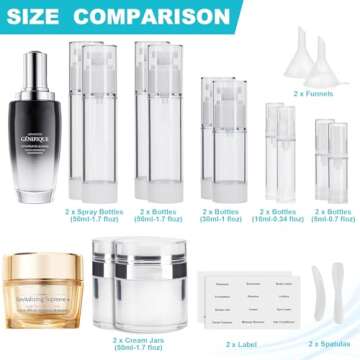 18 Pack Bubimon Airless Pump Jars, 1.7/1/0.7/0.34oz Cosmetic Containers, Leak Proof Refillable jar f...