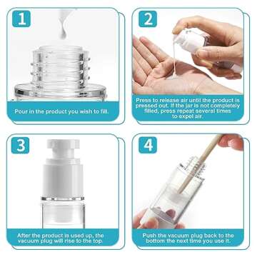 18 Pack Bubimon Airless Pump Jars, 1.7/1/0.7/0.34oz Cosmetic Containers, Leak Proof Refillable jar for Toiletries, Cream Lotion, Eye Cream, Liquid, Foundation, Shampoo (BPA Free)