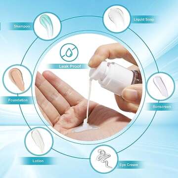 18 Pack Bubimon Airless Pump Jars, 1.7/1/0.7/0.34oz Cosmetic Containers, Leak Proof Refillable jar for Toiletries, Cream Lotion, Eye Cream, Liquid, Foundation, Shampoo (BPA Free)