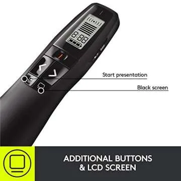 Logitech Professional Presenter R800, Wireless Presentation Clicker Remote with Green Laser Pointer and LCD Display , Black