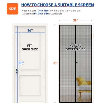 MAGZO Magnetic Screen Door Fit Door Size 36 x 80 Inch, Screen Size 38" x 81" Strong Magnet Door Mesh...