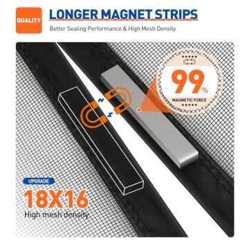 MAGZO Magnetic Screen Door Fit Door Size 36 x 80 Inch, Screen Size 38" x 81" Strong Magnet Door Mesh with Reinforced Hook & Loop for Patio Door, Front Door, Doorway, Black