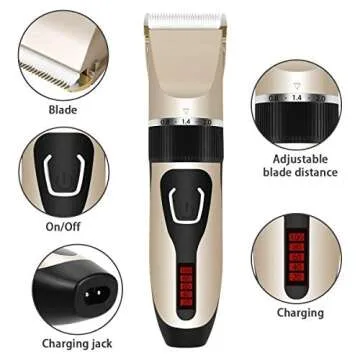 sanipoe Cordless Mens Haircut Machine, Professional Hair Clippers Electric Grooming Trimmer Set Rechargeable Hair Cutting Kits for Barber Kids Baby Father's Day, Golden