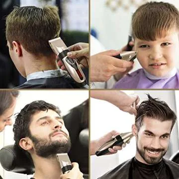 sanipoe Cordless Mens Haircut Machine, Professional Hair Clippers Electric Grooming Trimmer Set Rechargeable Hair Cutting Kits for Barber Kids Baby Father's Day, Golden