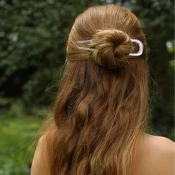 2Pcs French Hair Pins for Thick Hair, Metal French Twis Hair Pins for Women Girls, U-Shaped French Pin for Buns, 5.5 Inches Large French Pins Hairstyle Accessories (Silver, Gold)