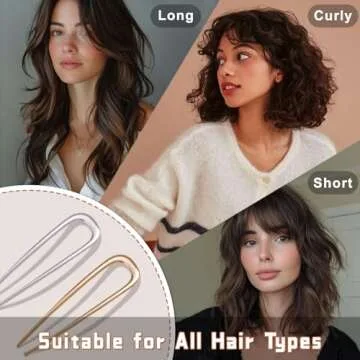 2Pcs French Hair Pins for Thick Hair, Metal French Twis Hair Pins for Women Girls, U-Shaped French Pin for Buns, 5.5 Inches Large French Pins Hairstyle Accessories (Silver, Gold)