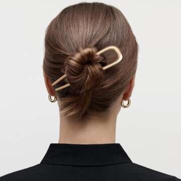 2Pcs French Hair Pins for Thick Hair, Metal French Twis Hair Pins for Women Girls, U-Shaped French Pin for Buns, 5.5 Inches Large French Pins Hairstyle Accessories (Silver, Gold)