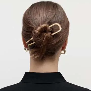 2Pcs French Hair Pins for Thick Hair, Metal French Twis Hair Pins for Women Girls, U-Shaped French Pin for Buns, 5.5 Inches Large French Pins Hairstyle Accessories (Silver, Gold)