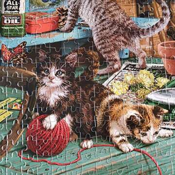 WAPAG Puzzles for Adults 1000 Piece, Wooden Window Cats Jigsaw Puzzles 1000 Pieces for Adults Family Friends