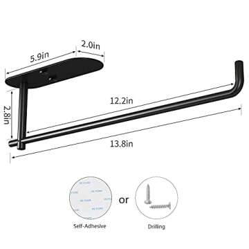 HUFEEOH Adhesive Paper Towel Holder Under Cabinet Wall Mount for Kitchen Paper Towel, Stainless Stee...