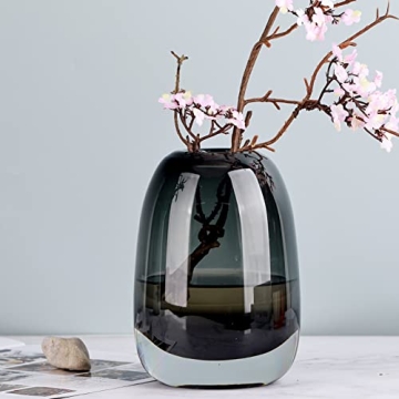 Elegant Black Grey Glass Vase for Home Decor