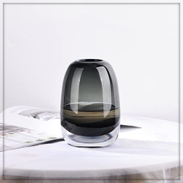 Elegant Black Grey Glass Vase for Home Decor