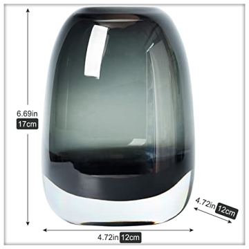 Elegant Black Grey Glass Vase for Home Decor
