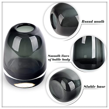 Elegant Black Grey Glass Vase for Home Decor