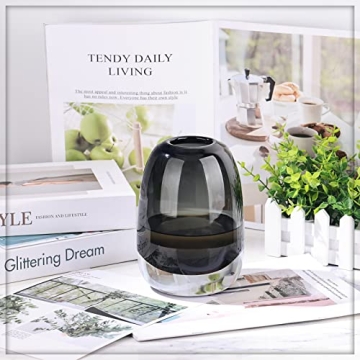 Elegant Black Grey Glass Vase for Home Decor