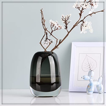 Elegant Black Grey Glass Vase for Home Decor