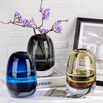 Elegant Black Grey Glass Vase for Home Decor