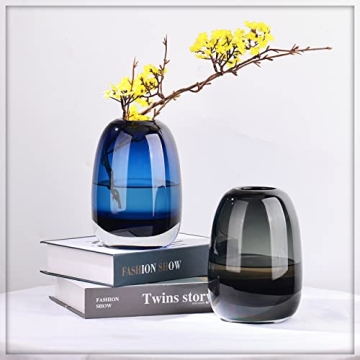 Elegant Black Grey Glass Vase for Home Decor