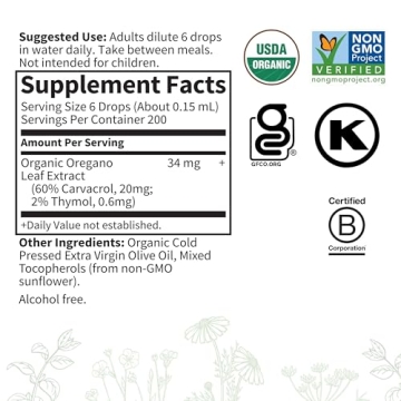 Organic Oil of Oregano Seasonal Drops for Immune Support