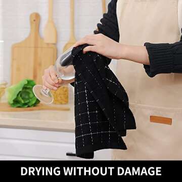 Homaxy Kitchen Towels & Dishcloths Set, 8 Pieces, Black Checkered