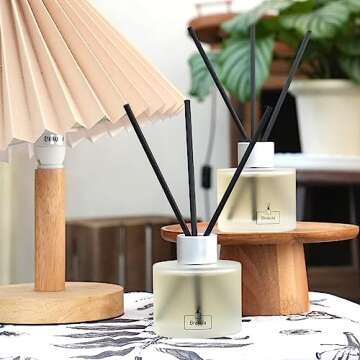 2 Packs Reed Diffuser Set- Bamboo & White Tea Scented Home Fragrance, 16 Diffuser Sticks for Bathroom, Living Room, Home Decor & Office Decor