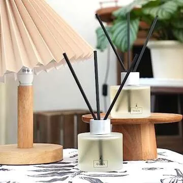 2 Packs Reed Diffuser Set- Bamboo & White Tea Scented Home Fragrance, 16 Diffuser Sticks for Bathroom, Living Room, Home Decor & Office Decor