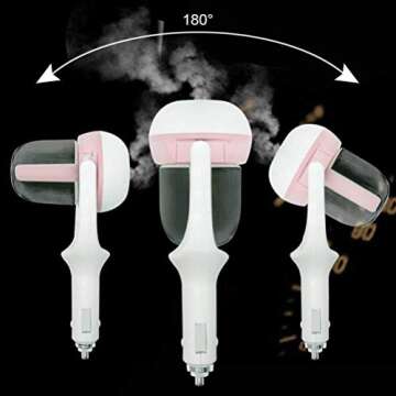 econoLED Car Humidifier,Mini Air Purifier Aroma Diffuser Air Freshener Purifier Aromatherapy Mist Maker with 180 Degree Rotation, Suit for Water Soluble Essential Oils Protable Diffuser (Pink)
