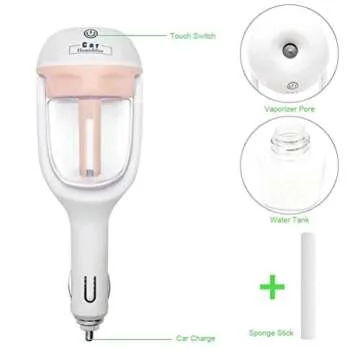 econoLED Car Humidifier,Mini Air Purifier Aroma Diffuser Air Freshener Purifier Aromatherapy Mist Maker with 180 Degree Rotation, Suit for Water Soluble Essential Oils Protable Diffuser (Pink)