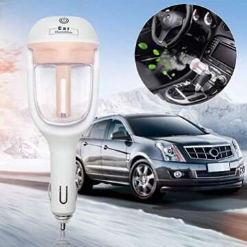 econoLED Car Humidifier,Mini Air Purifier Aroma Diffuser Air Freshener Purifier Aromatherapy Mist Maker with 180 Degree Rotation, Suit for Water Soluble Essential Oils Protable Diffuser (Pink)