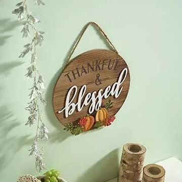 Eternhome Thanksgiving Metal Pumpkin Hanging Sign Decor