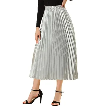 Elegant Allegra K Women's Metallic Shiny Midi Skirt for Fashion Lovers