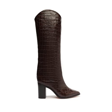Stylish SCHUTZ Women's Maryana Block Boots in Dark Chocolate