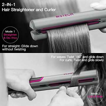 MSTECH Hair Straightener and Curler 2-in-1 Tool for All Hairstyles