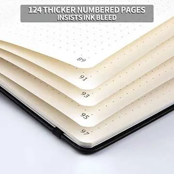 Bullet Dotted Journal - Numbered & Index Pages with Label, 5.25" x 8.25", Thick Paper with Inner Pocket & 2 Bookmarks, Hard Cover Notebook, Smooth Faux Leather - Black by Artfan
