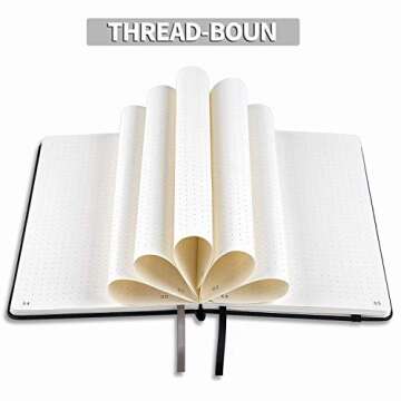Bullet Dotted Journal - Numbered & Index Pages with Label, 5.25" x 8.25", Thick Paper with Inner Pocket & 2 Bookmarks, Hard Cover Notebook, Smooth Faux Leather - Black by Artfan