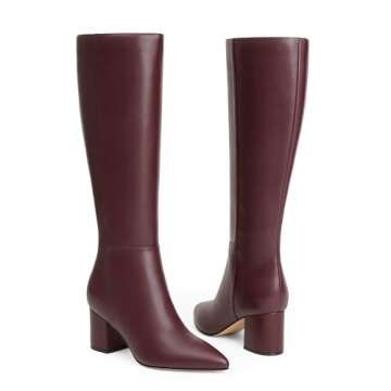 Stylish Easyfox Knee High Boots for Women in Burgundy